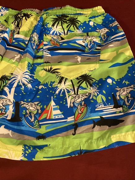 SSLR Mens sz 36 Swim Trunks Quick Dry Swim Shorts, Mesh Lining, Surfing Sharks - Picture 6 of 8
